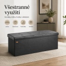 Černá lavice, taburet s úložným prostorem, skládací