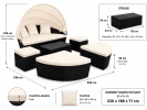 Ratanová zahradní postel PRIMA LUXUS XL černá