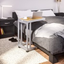 Servírovací stolek 50 x 40 x 71cm stříbrný s WPC deskou a kolečky
