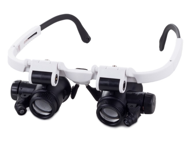 Náhlavní lupa s LED světlem hodinářská 8x 23x