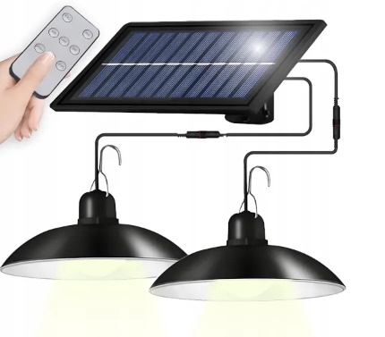 Solární pouliční osvětlení - dvojitá lampička + ovladač