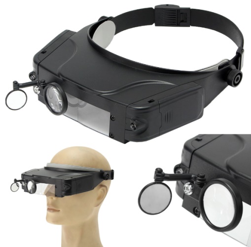 Náhlavní lupa s 2x LED světlem a až 11x přiblížením