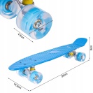 Svítící skateboard modrý LED RGB KOLEČKA 