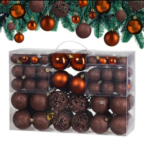 Sada vánočních baněk - bronzové, matné 100ks