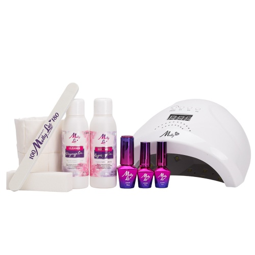 II.jakost Startovací sada na nehty MollyLac s UV lampou Lux S1 48W