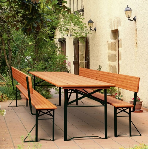 Zahradní pivní set s opěradlem 170x70x75 cm skládací