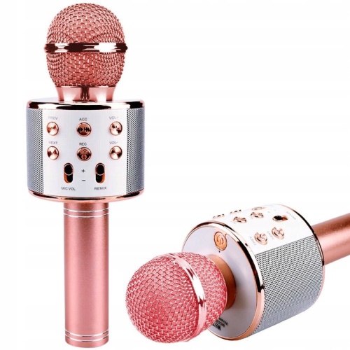 WS 858 BEZDRÁTOVÝ MIKROFON KARAOKE růžové zlato