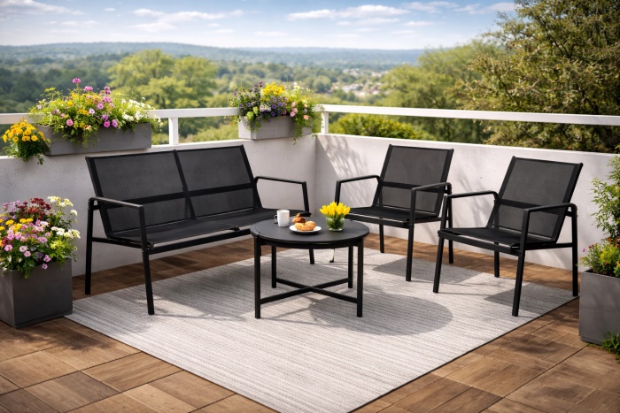 Balkonová sedací sestava VELARO černá 