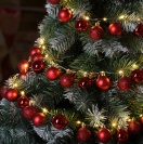 Vánoční světelný řetěz s baňkami 2m červený