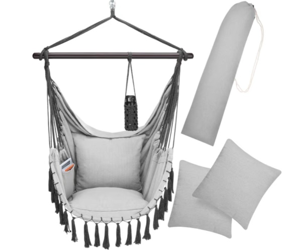Brazilské houpací křeslo SIESTA s třásněmi a polštářky