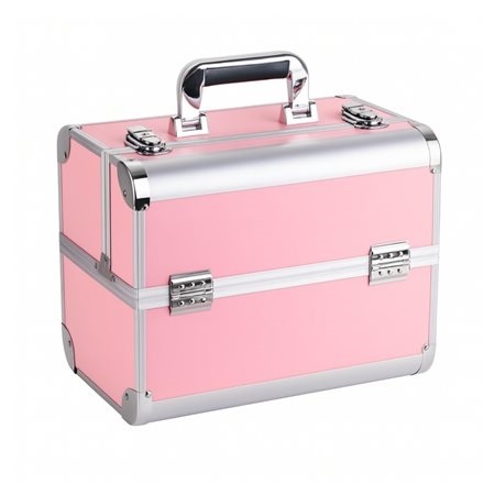 Kosmetický kufřík 35x25x31cm stříbrno-růžový CA34C