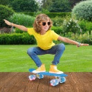 Svítící skateboard modrý LED RGB KOLEČKA 