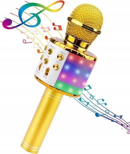 WS 858L  PODSVÍCENÝ BEZDRÁTOVÝ MIKROFON KARAOKE zlatá