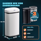 Bezdotykový Jumbo koš 50l bílá USB kabel zdarma