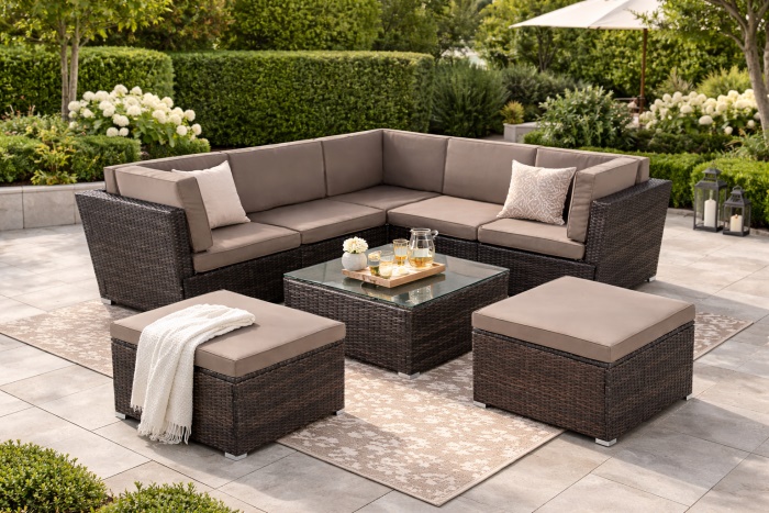 Zahradní ratanový set FELIX ARM XXL - hnědá