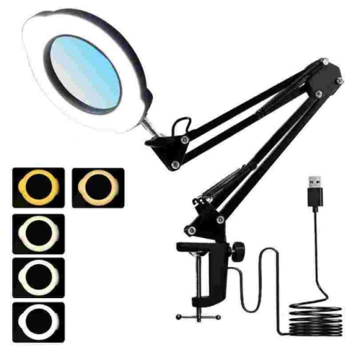 Stolní lupa s LED kruhovým světlem