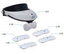 Náhlavní lupa s 2x LED světlem a vyměnitelnými čočkami
