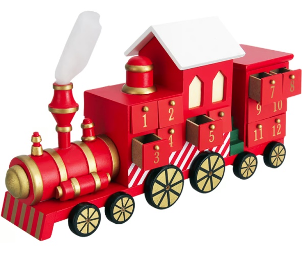 Dřevěný adventní kalendář Lokomotiva