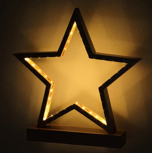 LED Dřevěná Dekorace – Svítící Hvězda