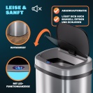 Bezdotykový Jumbo odpadkový koš 70l stříbrná USB kabel zdarma