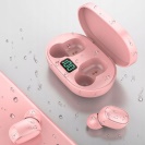 E6s BLUETOOTH Bezdrátová sluchátka TWS Powerbank růžová