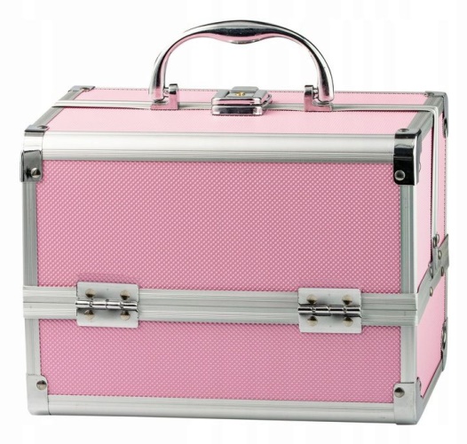 Kosmetický kufřík 22,5x17x17 růžovo-stříbrný