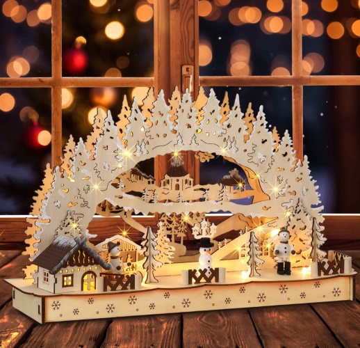 LED Vánoční oblouk – sněhuláci, bílý