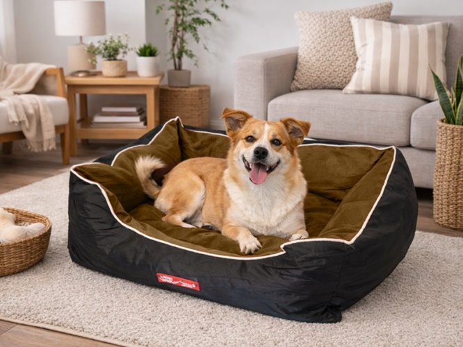 Pelíšek pro psa / kočku L - hnědo-černý