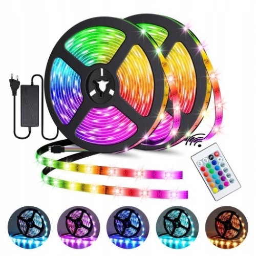 Dekorativní RGB LED pásek 8mm x 5m s dálkovým ovládáním IP20 300 LED