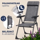 Skládací kempingová židle s vysokým opěradlem - šedá
