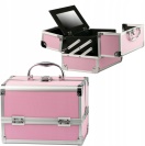 Kosmetický kufřík 22,5x17x17 růžovo-stříbrný