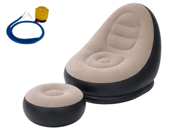 Nafukovací relaxační křeslo s podnožkou hnědé