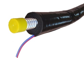 Předizolovaná solární vlnovová trubka 316L DN25 x 1 bm, 20mm izolace s vodičem a UV opletem