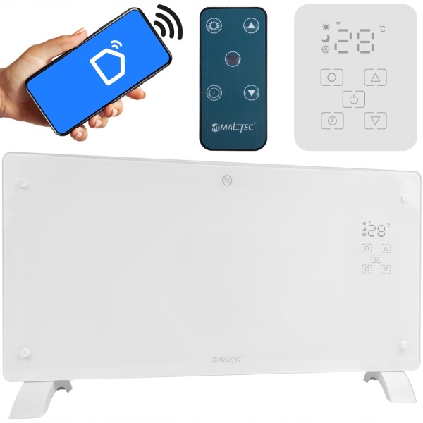 Skleněný konvekční ohřívač Eco Wifi termostat 2000W