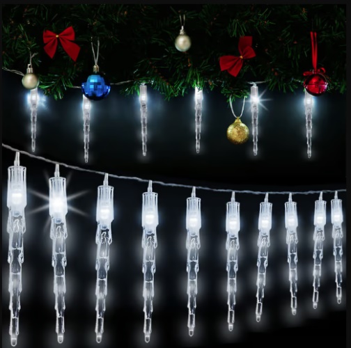 Vánoční svítící rampouchy 6,2m, teplá bílá