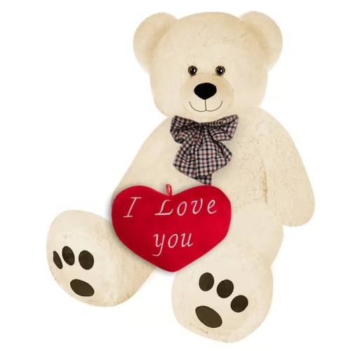 Velký krémový plyšový medvěd 100 cm - XXL se srdcem