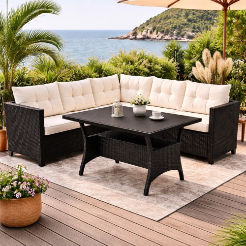 Zahradní ratanová sestava Kristian - černá